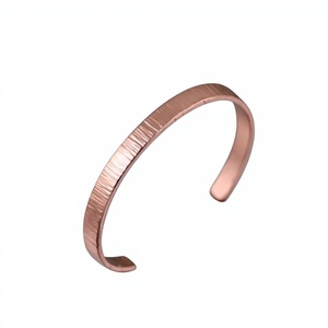 Handmade Adjustable Copper <b>Bracelet</b> With Smooth Edges Comfortable Daily Wear Jewelry For Men And Women - Product Image 1