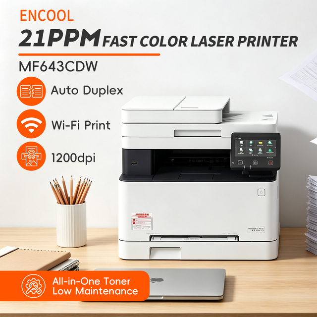 ENCOOL 643Cdw Color Laser Multifunction Printer Print Scan All-in-One Machine with Network Printing and USB Interface