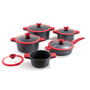 Ensemble de 10 casseroles et poêles antiadhésives en aluminium moulé sous pression avec fond à <span class=keywords><strong>induction</strong></span>, revêtement granit, directement de l'usine - Product Image 2