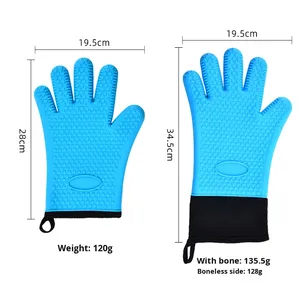 Gants en silicone résistants à la chaleur doublés de coton, à cinq doigts, en forme de cœur, imperméables, pour barbecue et four, pour la cuisine - Product Image 4
