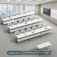 Tables et chaises de conférence modernes en MDF pour bureaux commerciaux - Conception pliable et librement combinable en forme de barre pour la formation