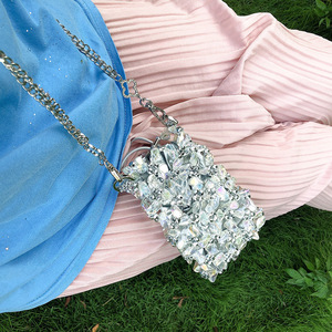 2024 новая акриловая сумочка ручной работы из бисера прозрачная тканая сумка из ПВХ, пустотелая маленькая сумка для мобильного телефона с кристаллами инопланетян - Product Image 5