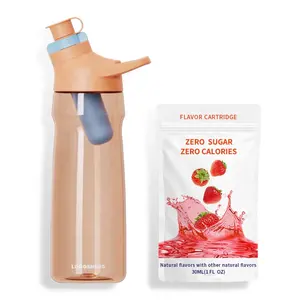 Venta caliente al por mayor personalización 24oz plástico tritan Fruit cirkl botella de agua con cápsulas de sabor