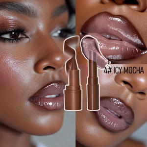 Rouge à lèvres minéral scintillant, couleur marron nude brillante, 4 #   Icy Mocha Hydratant Certifié FDA pour le Maquillage Quotidien - Product Image 1