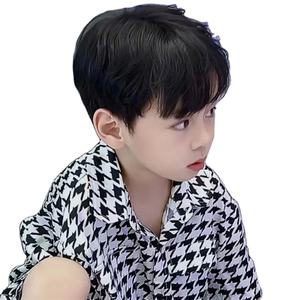 Peluca Bob para niños, conjunto <span class=keywords><strong>de</strong></span> cabeza completa <span class=keywords><strong>de</strong></span> moda negra recta corta, fibra sintética química sintética con flequillo <span class=keywords><strong>de</strong></span> aire, peluca para niños - Product Image 6