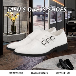Zapatos de Vestir Casuales de Negocios para Hombre con Logotipo Personalizado, Transpirables, de Cuero PU, con Hebilla Metálica, Cuadrados, Negros y Blancos, Talla de Verano - Product Image 2