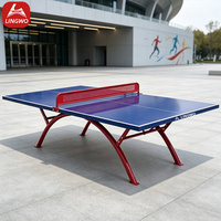 Table de tennis de table extérieure résistante aux intempéries, panneau SMC, cadre en acier thermolaqué, 4,92 x 9,5 pieds, pour jardin et aire de jeux, certifiée CE