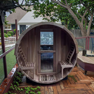 Sauna <span class=keywords><strong>en</strong></span> baril à deux pièces, traditionnel, vapeur, luxe, électrique, pierre, extérieur, fenêtre semi-verre, vente <span class=keywords><strong>en</strong></span> <span class=keywords><strong>gros</strong></span> directe d'usine - Product Image 1