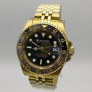 นาฬิกาดีไซน์เนอร์ OEM SEILOCE ขายส่ง กันน้ำ 50 เมตร NH34 GMT นาฬิกาดำน้ำระบบออโตเมติก - Product Image 3