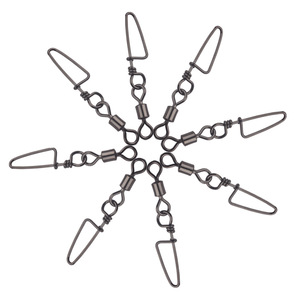 Émerillon en forme de huit, émerillon de style américain + connecteur en cuivre et acier inoxydable à broche courbée, accessoires de pêche, émerillon à mousqueton - Product Image 1
