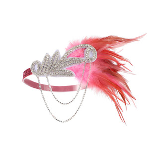 Diadema de plumas estilo Flapper, banda para el cabello con diamantes de imitación para fiesta Gatsby, tocado vintage para mujer, ideal para cócteles, mascaradas y Halloween. - Product Image 6