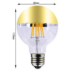 220V <span class=keywords><strong>Led</strong></span> Gương bóng đèn G80 G95 G125 phản ánh ánh sáng bóng với một nửa <span class=keywords><strong>Chrome</strong></span> nửa Vàng <span class=keywords><strong>Filament</strong></span> E26 cơ sở cho dân cư AC/DC Cung Cấp - Product Image 2
