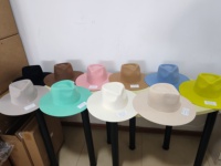 CLN90103 Nouveaux Chapeaux Fedora en Feutre 100% Laine, Style Western Goutte d'Eau, pour Fêtes et Usage Quotidien, Chapeaux de Rancher, Couleur Personnalisable