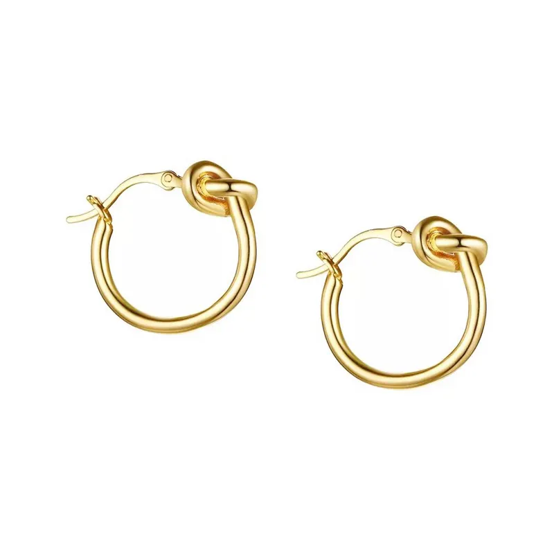 Wholesale Personalized Jewelry Gold Twistd Hinged Circle Gold Hoop Knot Earrings