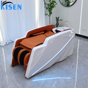 Commercial KISEN Electric Massage Shampoo Bed Integrated Ceramic Wash Basin LED <b>Light</b> Fiberglass Body Adjustable Massage <b>Timer</b> - Product Image 4