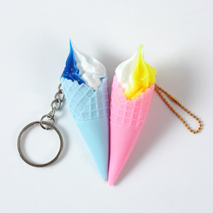 Porte-clés en PVC simulé en forme de crème glacée, pendentifs pour sacs à dos d'étudiants, ornements en forme de cône multicolores simulés - Product Image 5