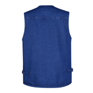 سترة رجالية من الدنيم بمقاسات كبيرة مع شعار مخصص، سترة عمل للتصوير والصيد للرجال مصنوعة من القطن - Product Image 2