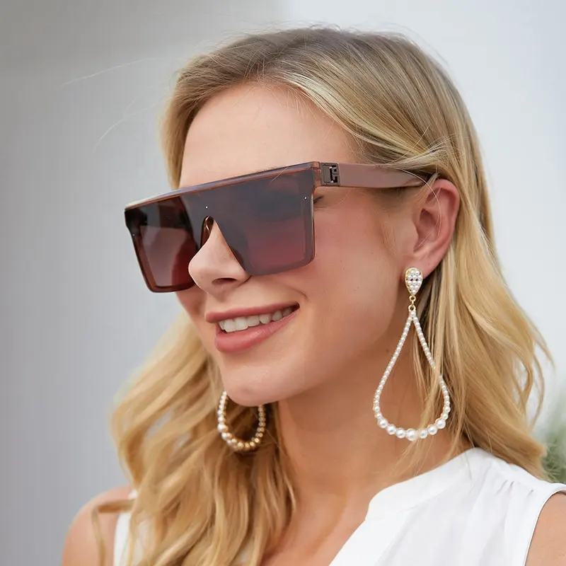 Women Best Hot Selling High Quality Sun Glasses UV400 Luxury Shades Large Square Frame Trendy Fashion Sunglasses