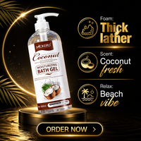 Gel Douche Corps au Lait de Coco Mokure, Nourrissant, Blanchissant, Hydratant, Rafraîchissant, Extrait Naturel Pur, Usage Quotidien 1L