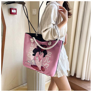 Bolso de Hombro de Lona Estampado de Gran Capacidad para Mujer con Cierre de Cremallera, Bolso de Mano Transfronterizo y Bolso de Compras - Product Image 6