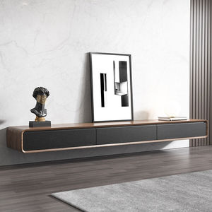 Table de télévision <span class=keywords><strong>murale</strong></span> en noyer au design minimaliste moderne Meuble de télévision en bois <span class=keywords><strong>avec</strong></span> tiroirs de rangement et étagère Table basse - Product Image 4