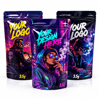 Sachet Mylar Personnalisé 3,5g Anti-Odeur ZA Pack Brillant Néon Design Fumeur Urbain Refermable Doypack