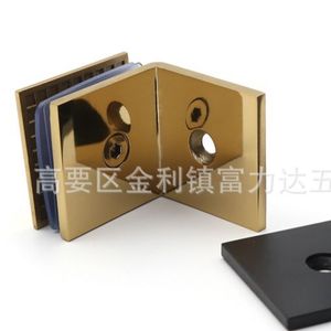 Stainless Steel 90 Degree Glass Clip <b>Square</b> Partition Bracket Screw In Black Finish Bath Hardware - Product Image 2