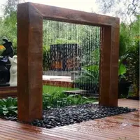 Садовый декоративный фонтан, водопад из кортеновой стали, водные характеристики, уличные размеры, можно настроить