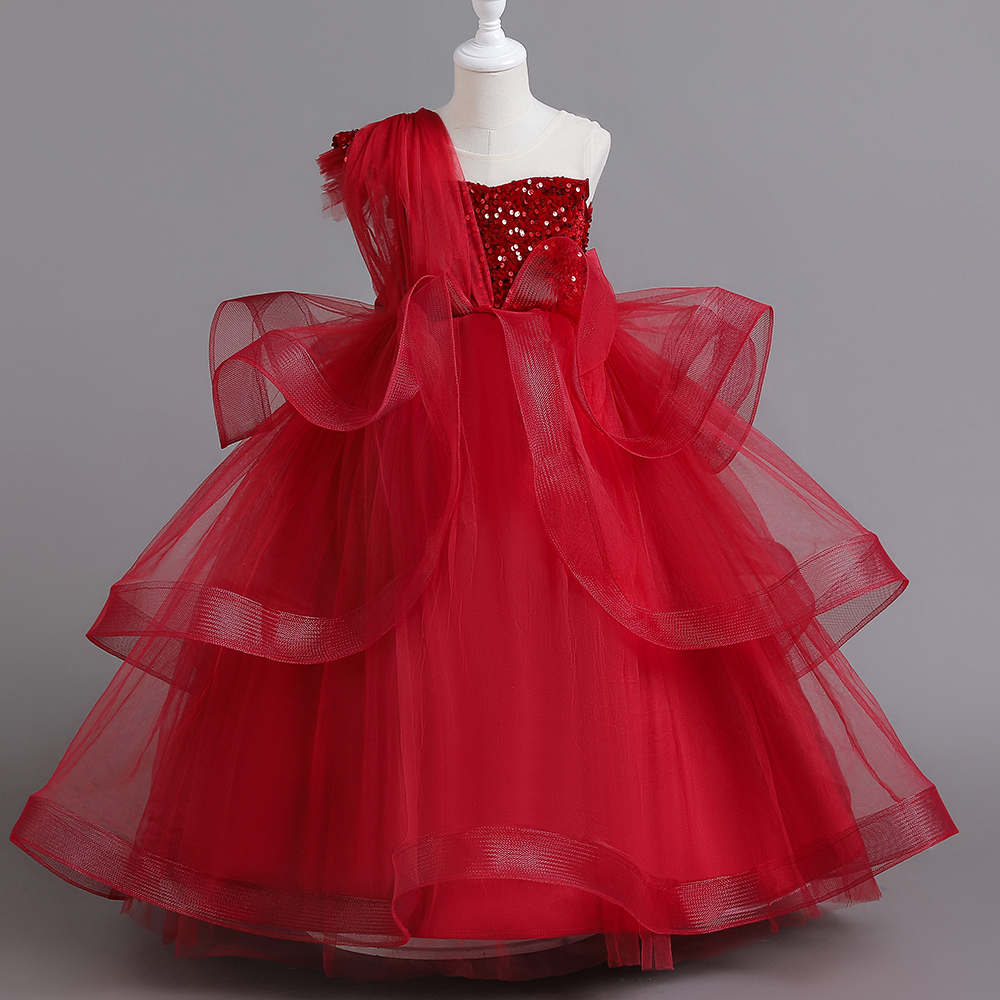 For 4-14 Years Old British Royal Family Flower Girl Style Party Dress  Beautiful Mesh Sequin Big Girl Dress| Alibaba.com