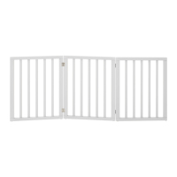 Porte autoportante en bois pour chien clôture pliante pour animaux de compagnie porte d'escalier pour animaux de compagnie sans barrière en bois intérieur avec 61cm de hauteur 3 panneaux blanc