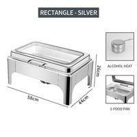 Junjin Réchaud de buffet carré rectangulaire en acier inoxydable doré avec couvercle plat Isolation thermique jetable Design moderne et simple