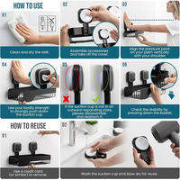 Lot de 5 paniers de douche adhésifs muraux en plastique, organisateurs de salle de bain à ventouse pour barre de douche extensible