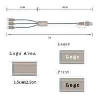 Kabel Pengisi Daya Multifungsi 3-in-1 Grosir 100cm Kabel Anyaman USB a ke Type C/Micro/8Pin Logo Cetak Laser Kustom
