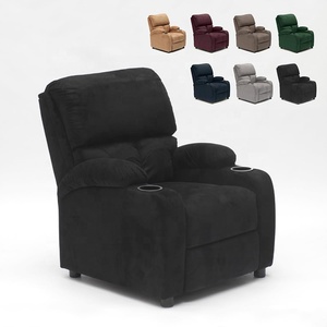 Canapé inclinable manuel à une place en velours noir, design moderne, multifonctionnel, avec porte-gobelets, personnalisable et économique, pour usage domestique - Product Image 1