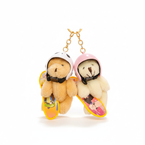 Skateboard Teddy Bear Keychain Helmet Plush Toy Pendant Backpack Accessory Sporty Stuffed Animal <b>Car</b> <b>Key</b> <b>Ring</b> Gift Charm - Product Image 2