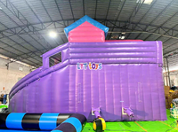 Toboggan aquatique gonflable combiné 3 toboggans, piscine à jets d'eau, canon à eau, parc aquatique, location pour fêtes d'enfants, PVC robuste de qualité commerciale