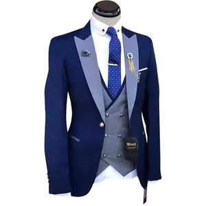 Sang Trọng 3PC Phù Hợp Với Thiết Lập Người Đàn Ông Kinh Doanh Áo Khoác + Quần + Vest Cao Cấp Vải 7D Thể Hiện Sản Xuất Dropship Không Có Mẫu - Product Image 3