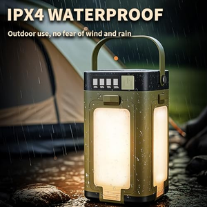 Lanterne de camping LED rechargeable pour jardin, étanche, pliable, avec affichage du niveau de batterie, charge solaire et lampe torche intégrée - Product Image 4