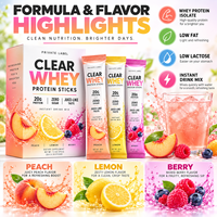 EM Clear Whey Protein Isolate en Sachets 20g Protéines Zéro Sucre Saveur Fruitée Boisson Nutrition Sportive en Poudre Marque Privée