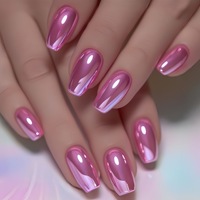 Uñas Postizas Reutilizables con Diseño de Metal Esmeralda a Cuadros, Puntas Largas y Efecto Espejo con Diamantes, Precio de Fábrica
