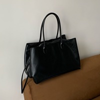 Tas Tote Kulit PU Besar dan Lembut, Tas Selempang Vintage Model Slouchy dengan Tali Serut Samping, Tas Kerja Modis untuk Wanita