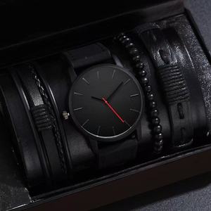 Montre à quartz pour homme en acier inoxydable, cadran rond, bracelet en cuir véritable et cadran lumineux. Style simple. - Product Image 2