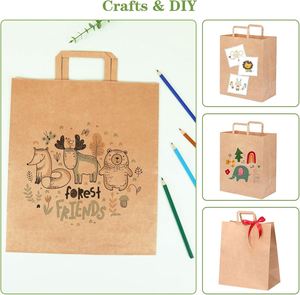 Custom Printed Logo Classic <b>Biodegradable</b> Laminated Flat Handle Kraft <b>Paper</b> Shopping Bags for Coffee & Food Takeout - Product Image 4