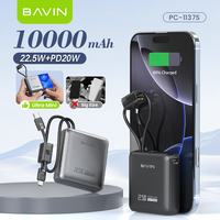 Produits populaires d'usine BAVIN PC1137S 22.5W 10000mah Ultra Mini Power Bank avec chargeur de type C Câble USB C