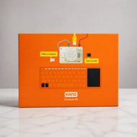 Caja Magnética con Tapa Abatible Naranja, Kit de Computadora, Inserto de Espuma Kraft, Caja de Regalo Personalizable