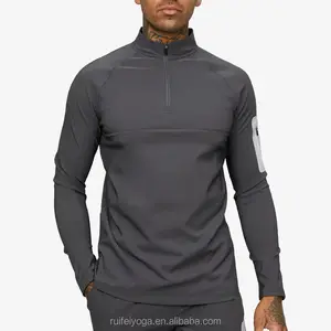 Anpassen Outdoor Workout Wear Slim Fit Viertel Zip Top Gym Sport Langarm T-Shirt Jogging Track Top Gym Shirt für Männer