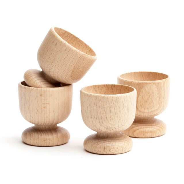 Unfinished Beech Wood Egg Cup Holders Stands Pack of Egg Cups Wooden Egg Holder