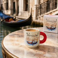 Mug en céramique souvenir de voyage Europe, Italie Venise, tasse à café en porcelaine avec poignée de forme spéciale, personnalisable, monument emblématique, OEM ODM, vente en gros