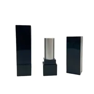 3.5g New fashion Custom Press tubo per rossetto vuoto Mini tubi cosmetici Packaging Design tubi per rossetto quadrati neri