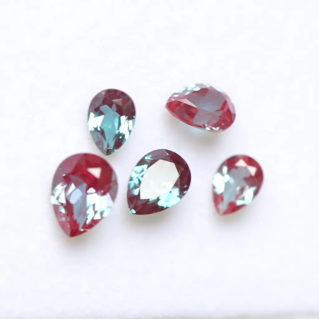 Fancy Jewelry Wholesale Cheap 1Ct Customized Pear Cut Water Drop Lab Grown Alexandrite Loose Gemstone Stones Jewellery